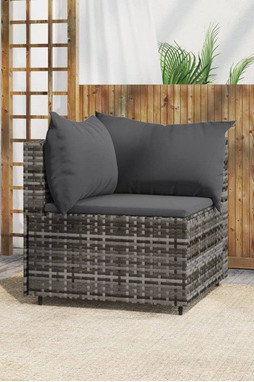 vidaXL 319761 - Garden Corner Sofa with Cushions Poly Rattan