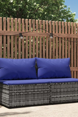 vidaXL 319850 - Garden Middle Sofas with Cushions 2 pcs Poly Rattan