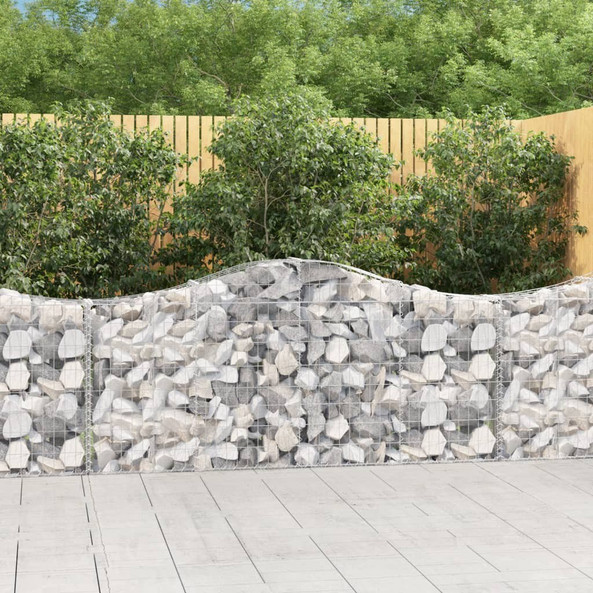 vidaXL 3145421 - Arched Gabion Baskets 14 pcs 200x30x80/100 cm Galvanised Iron
