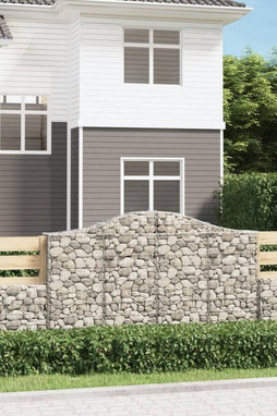 vidaXL 3145456 - Arched Gabion Baskets 7 pcs 200x30x120/140 cm Galvanised Iron