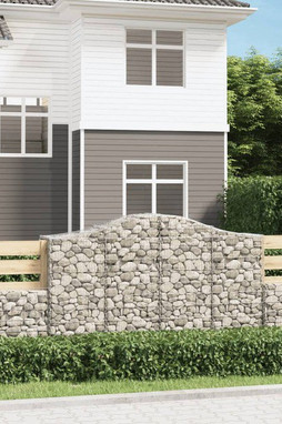vidaXL 3145662 - Arched Gabion Baskets 3 pcs 200x50x120/140 cm Galvanised Iron