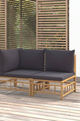 vidaXL 362306 - 2 Piece Garden Lounge Set with Dark Cushions Bamboo