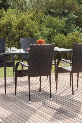 vidaXL 3156668 - 5 Piece Garden Dining Set Poly Rattan