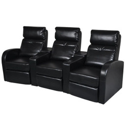 vidaXL 242543 - 3-Seater Home Theater Recliner Sofa Faux Leather
