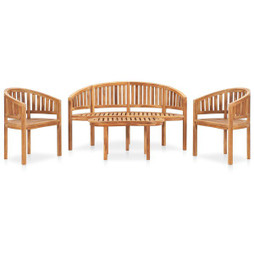 vidaXL 3059962 - 4 Piece Banana Garden Lounge Set Solid Teak Wood