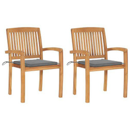 vidaXL 3063253 - Garden Chairs 2 pcs with Cushions Solid Teak Wood