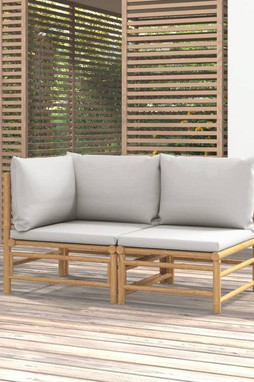 vidaXL 362276 - 2 Piece Garden Lounge Set with Light Cushions Bamboo