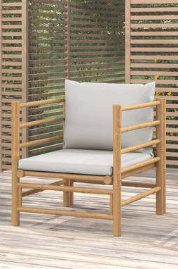 vidaXL 362281 - Garden Sofa with Light Cushions Bamboo