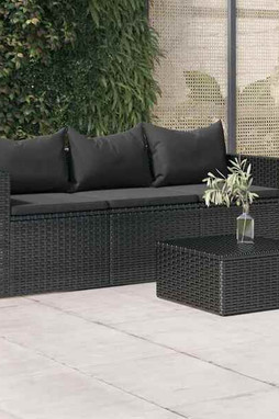 vidaXL 362327 - 3-Seater Garden Sofa with Cushions Poly Rattan
