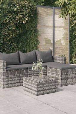 vidaXL 362331 - 3 Piece Garden Lounge Set with Cushions Poly Rattan