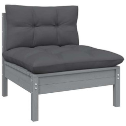 vidaXL 806636 - Garden Middle Sofa with Anthracite Cushions Solid Wood Pine