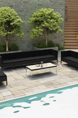 vidaXL 3056975 - 10 Piece Garden Lounge Set with Cushions Poly Rattan