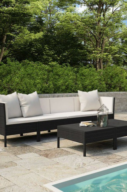 vidaXL 3056982 - 6 Piece Garden Lounge Set with Cushions Poly Rattan