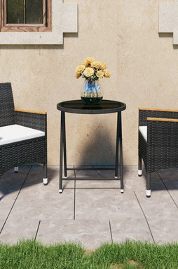 vidaXL 3058384 - 3 Piece Garden Bistro Set Poly Rattan and Tempered Glass