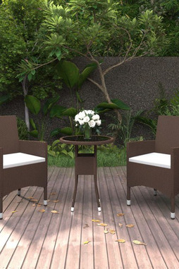 vidaXL 3058461 - 3 Piece Garden Dining Set Poly Rattan
