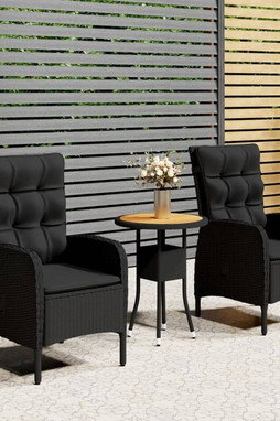 vidaXL 3058545 - 3 Piece Garden Bistro Set Poly Rattan