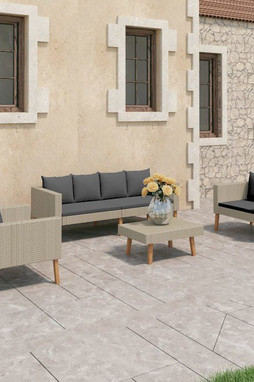 vidaXL 3059328 - 4 Piece Garden Lounge Set with Cushions Poly Rattan