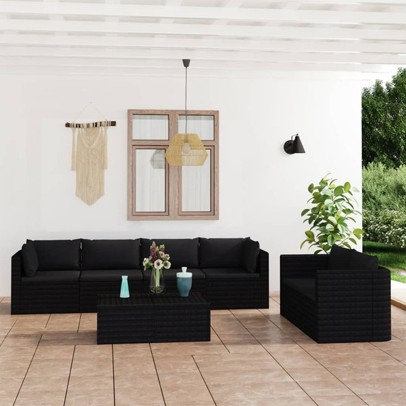 vidaXL 3059501 - 7 Piece Garden Lounge Set with Cushions Poly Rattan
