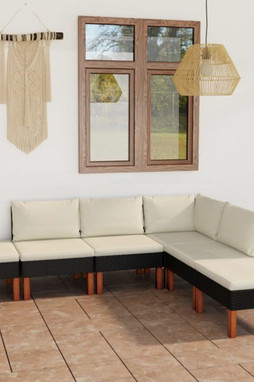 vidaXL 3059735 - 6 Piece Garden Lounge Set with Cushions Poly Rattan
