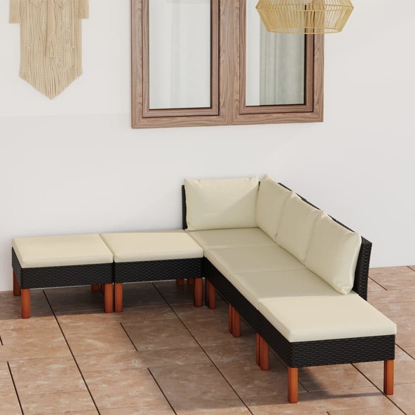 vidaXL 3059737 - 6 Piece Garden Lounge Set with Cushions Poly Rattan