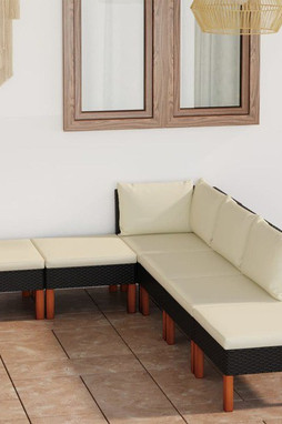 vidaXL 3059737 - 6 Piece Garden Lounge Set with Cushions Poly Rattan
