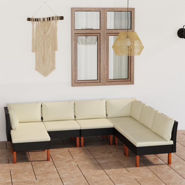 vidaXL 3059740 - 7 Piece Garden Lounge Set with Cushions Poly Rattan