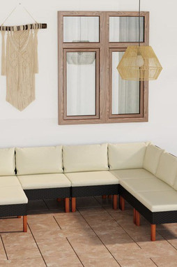 vidaXL 3059740 - 7 Piece Garden Lounge Set with Cushions Poly Rattan