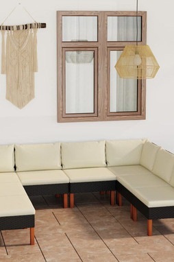 vidaXL 3059742 - 8 Piece Garden Lounge Set with Cushions Poly Rattan