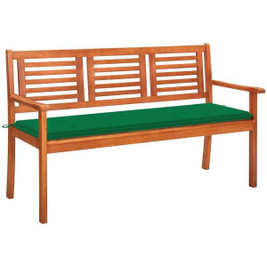 vidaXL 3061001 - 3-Seater Garden Bench with Cushion 150 cm Solid Eucalyptus Wood