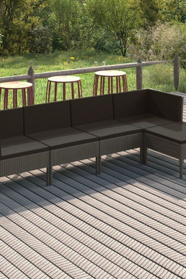 vidaXL 3094382 - 5 Piece Garden Lounge Set with Cushions Poly Rattan