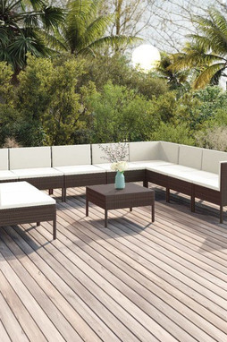 vidaXL 3094471 - 11 Piece Garden Lounge Set with Cushions Poly Rattan