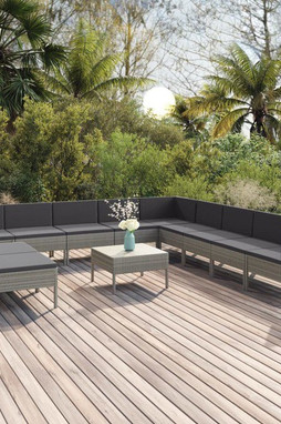 vidaXL 3094478 - 12 Piece Garden Lounge Set with Cushions Poly Rattan