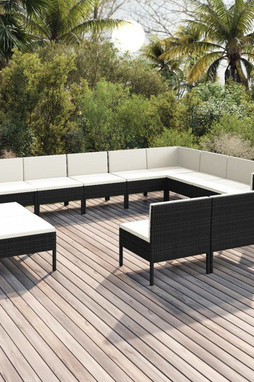 vidaXL 3094484 - 12 Piece Garden Lounge Set with Cushions Poly Rattan
