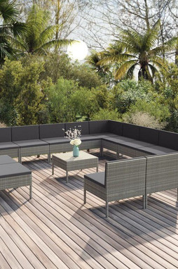 vidaXL 3094490 - 14 Piece Garden Lounge Set with Cushions Poly Rattan