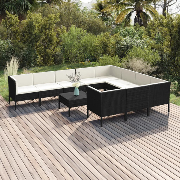 vidaXL 3094492 - 11 Piece Garden Lounge Set with Cushions Poly Rattan