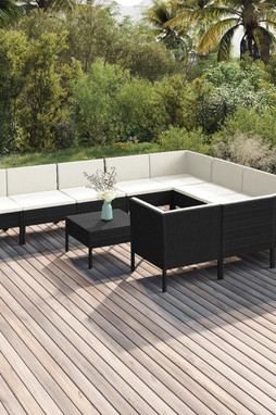 vidaXL 3094492 - 11 Piece Garden Lounge Set with Cushions Poly Rattan