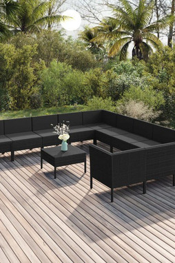 vidaXL 3094501 - 12 Piece Garden Lounge Set with Cushions Poly Rattan
