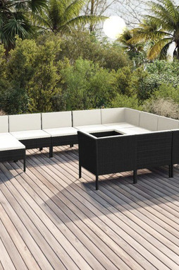 vidaXL 3094508 - 11 Piece Garden Lounge Set with Cushions Poly Rattan