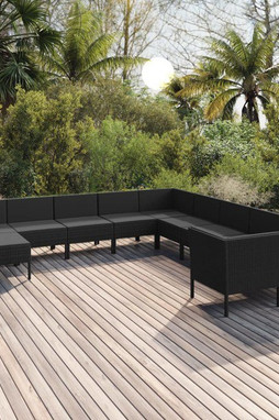 vidaXL 3094517 - 11 Piece Garden Lounge Set with Cushions Poly Rattan