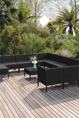 vidaXL 3094529 - 13 Piece Garden Lounge Set with Cushions Poly Rattan