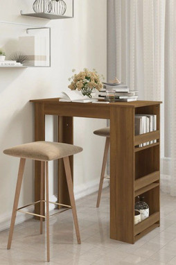 vidaXL 812968 - Table de bar et rangement chêne marron bois dingénierie
