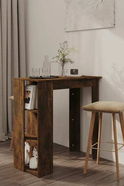 vidaXL 812963 - Table de bar avec étagère chêne fumé bois dingénierie