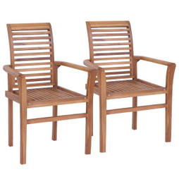 vidaXL 44664 - Chaises à manger empilables lot de 2 teck massif