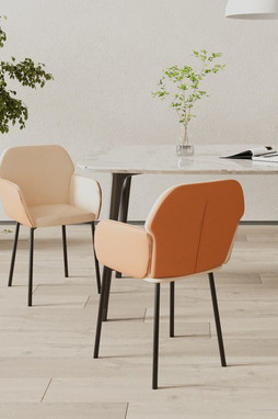 vidaXL 344750 - Chaises à manger lot de 2 crème tissu et similicuir