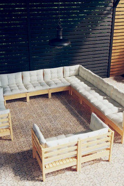 vidaXL 3096959 - Salon de jardin 13 pcs avec coussins crème Bois de pin solide