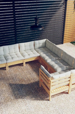 vidaXL 3096971 - Salon de jardin 8 pcs avec coussins crème Bois de pin massif