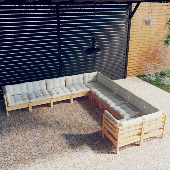 vidaXL 3097007 - 10 Piece Garden Lounge Set with Cushions Pinewood