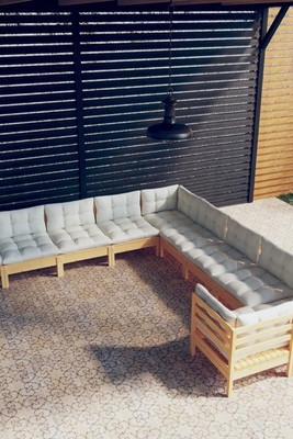 vidaXL 3097007 - 10 Piece Garden Lounge Set with Cushions Pinewood
