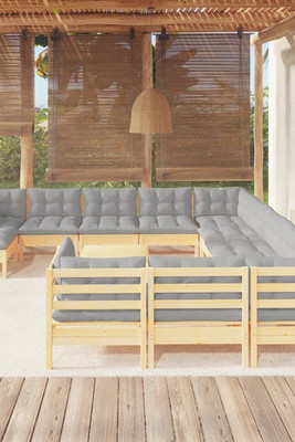 vidaXL 3097072 - 13 Piece Garden Lounge Set with Cushions Pinewood
