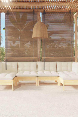 vidaXL 3097079 - Salon de jardin 6 pcs avec coussins crème bois de pin